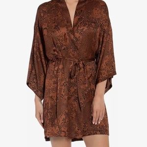 Midnight Bakery Frankie Print Women's Satin Robe - Size XS.